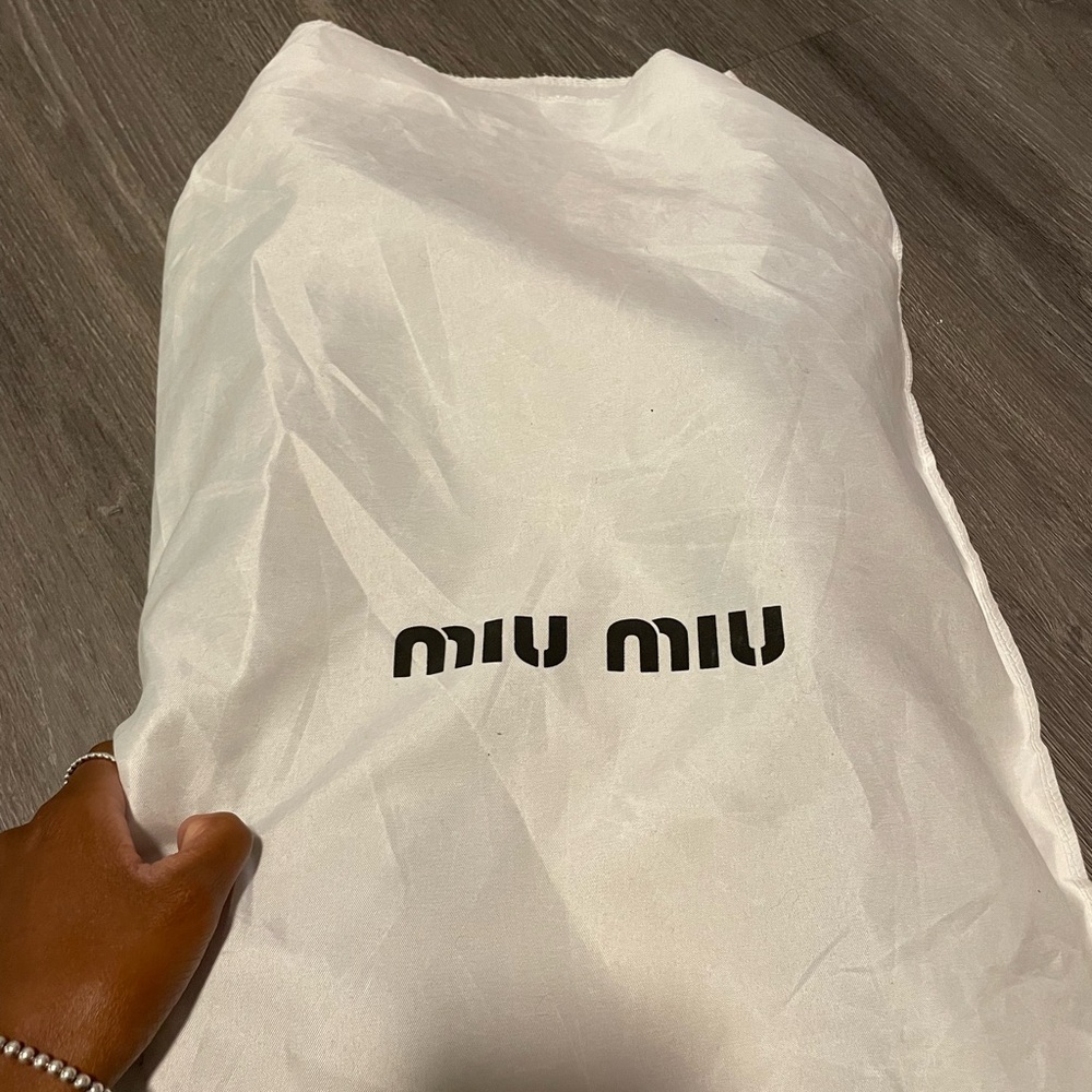 Miu Miu logo printed tote beach bag